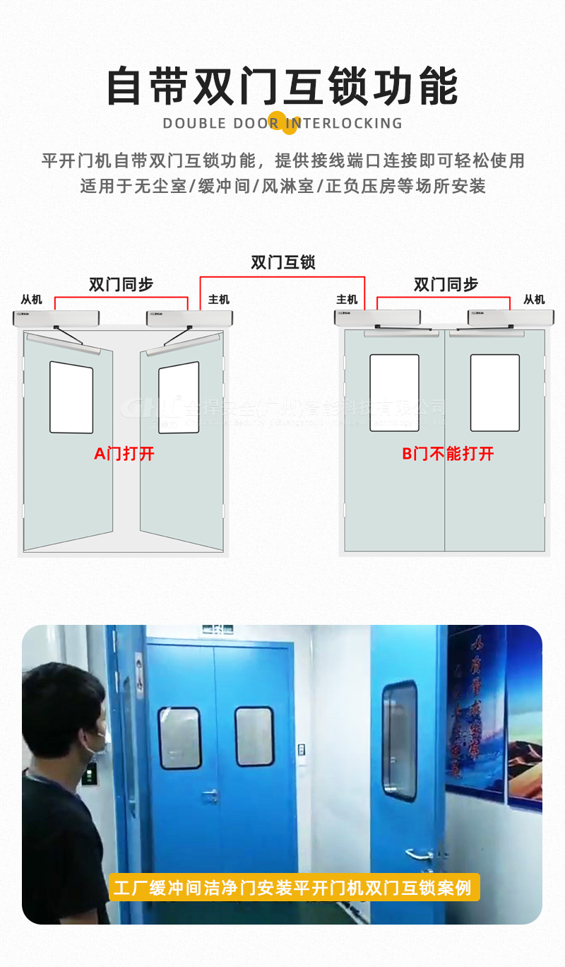 電動平開門機雙門互鎖功能