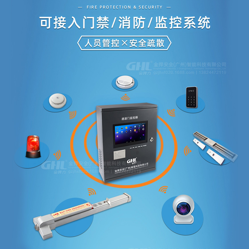 門禁型報警逃生門鎖控制系統 防火門消防聯動門禁系統 金捍力