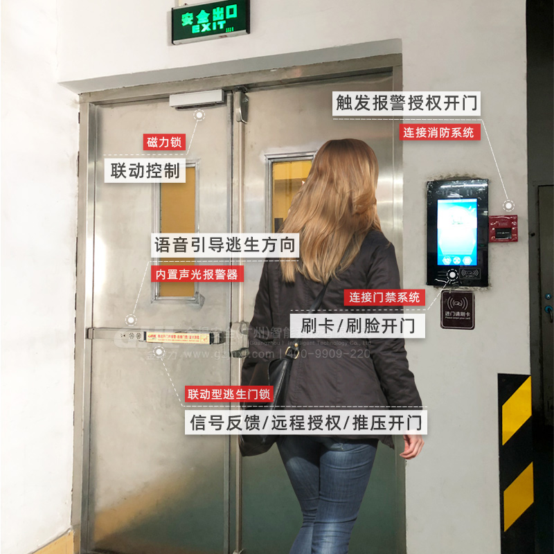 消防聯動報警推桿鎖 門禁式逃生門鎖 安全控制與報警逃生門鎖系統 金捍力